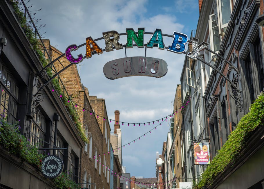 A narrow cobbled street at night illuminated by strings of warm white fairy lights hanging overhead between tall, historic brick buildings on either side. The buildings feature a mix of large, multi-pane sash windows with white frames and some small balconies, with some windows lit from inside. On the right side, a street sign identifies the location as Rose Street WC2. The street is bordered by red bollards along the edge of the pavement, and there are small potted plants and a cart visible on the right side. The scene exudes a quiet, atmospheric ambiance typical of a London alleyway, suitable for illustrating private waste collection or alternative rubbish disposal options in an urban setting. The lighting and textured brickwork contribute to the inviting yet functional environment that Waste Collection Soho might service for rubbish removal.